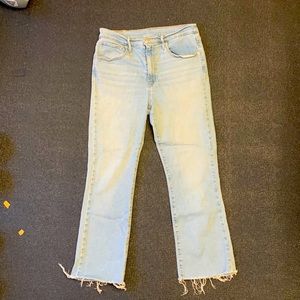 Levi cropped flare denim jeans.
